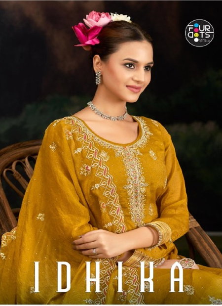 Idhika By Four Dots Mos Silk With Heavy Work And Jarkan Work Top With Bottom Dupatta Bulk Orders In India